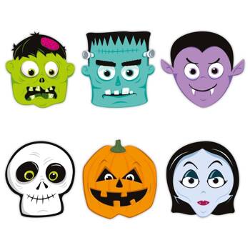 Halloween Monsters Papiermasken 24x23cm 6Stk.