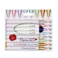 Metallic pens with brush - Papermania 8pcs.