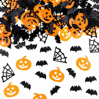 Foil confetti Halloween pumpkins, spider webs and bats - orange and black - 15g