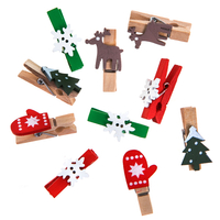 Wooden clothespins with Christmas motifs - 10 pcs.