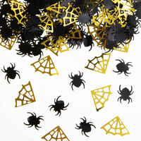 Foil confetti Halloween spiders and spider webs - gold and black - 15g